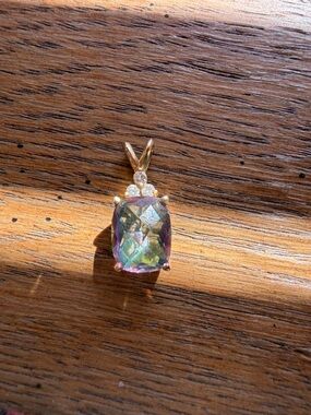 10k Gold Mystic Topaz Pendant - Multicolor
